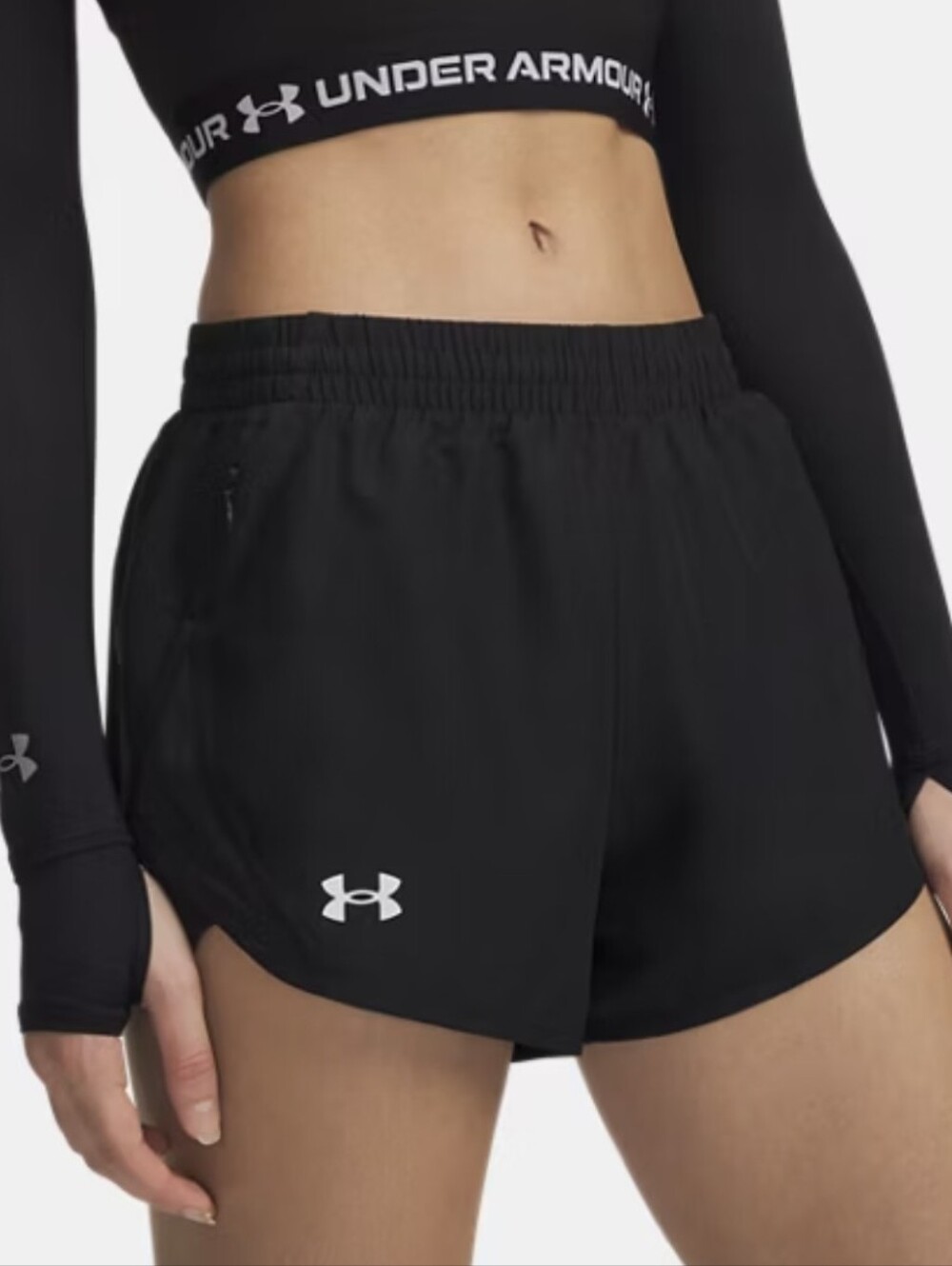 Under Armour Women's Black Fly-by Running Lined Workout Shorts Small
